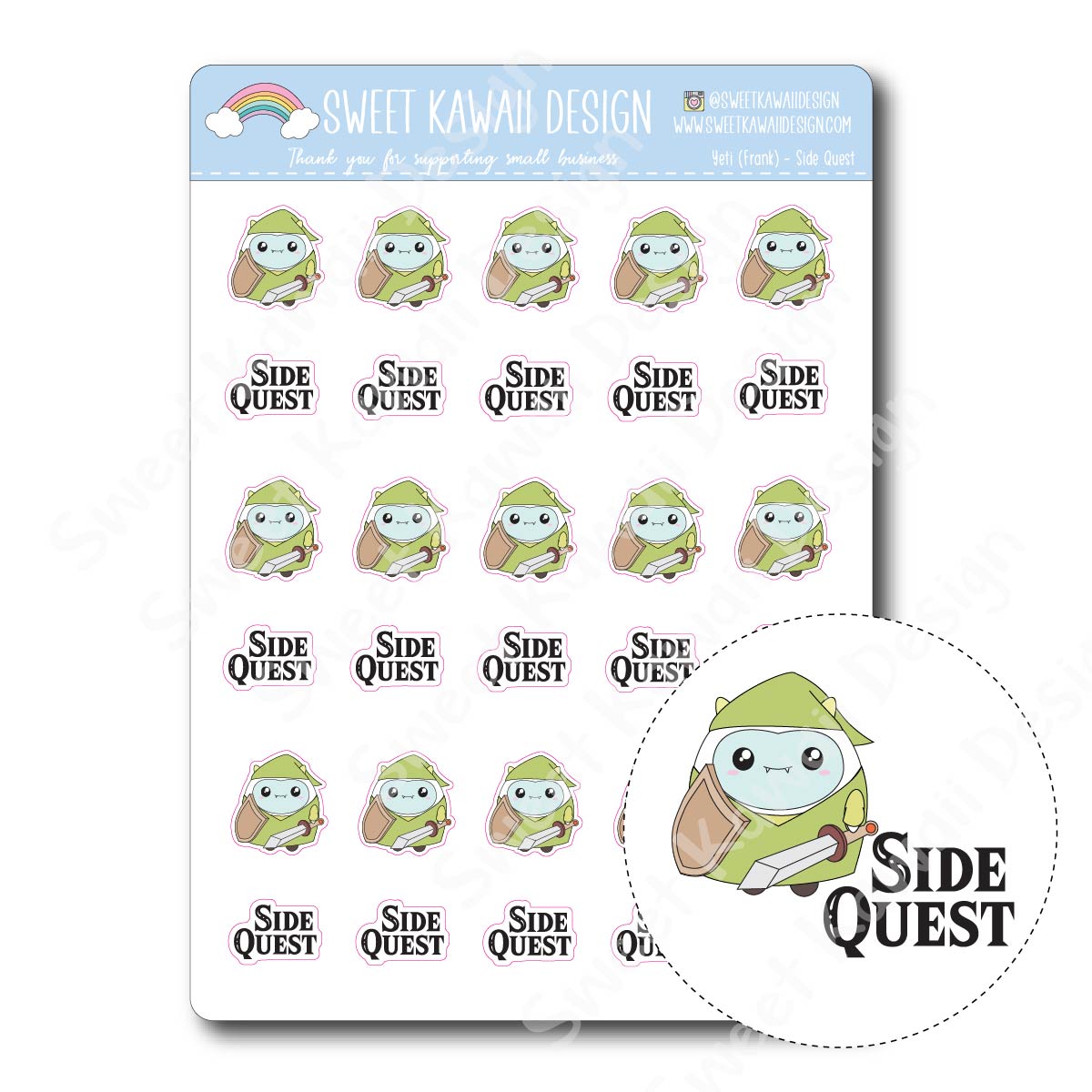 Kawaii Side Quest Stickers