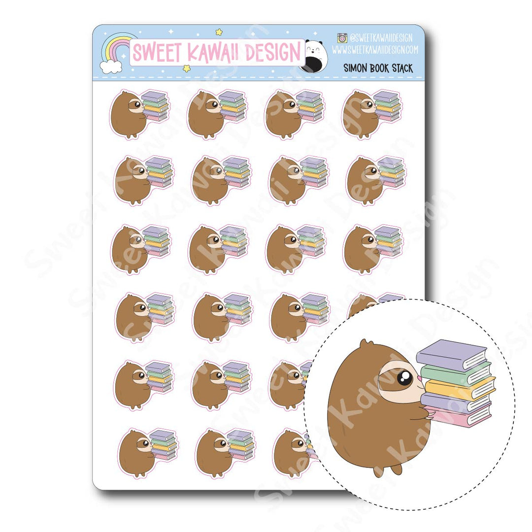 Kawaii Simon Stickers - Book Stack