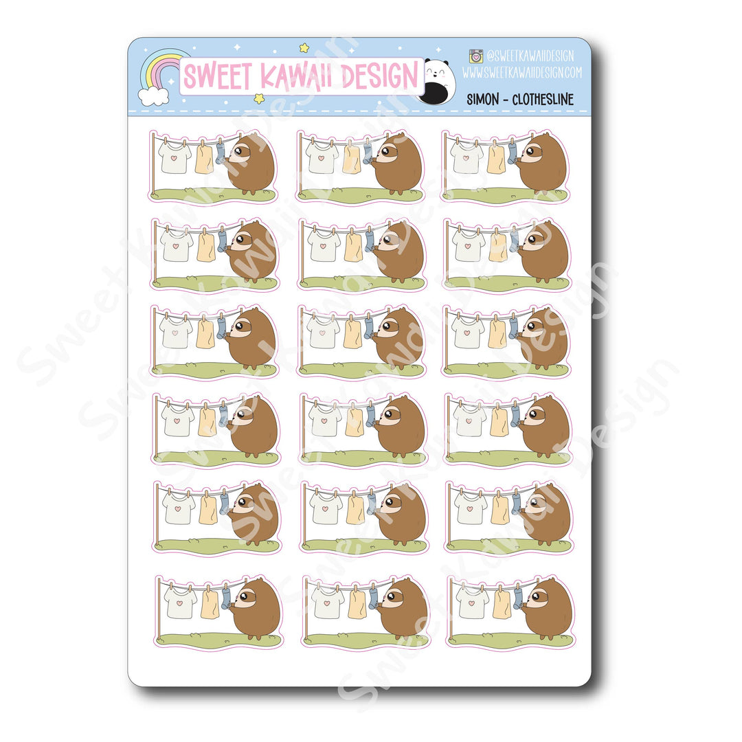 Kawaii Simon Stickers - Clothesline