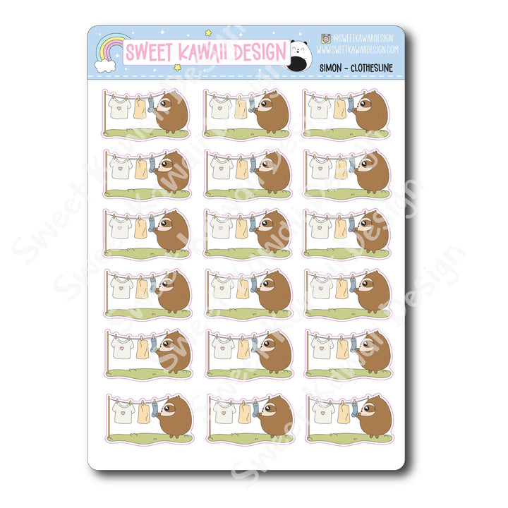 Kawaii Simon Stickers - Clothesline