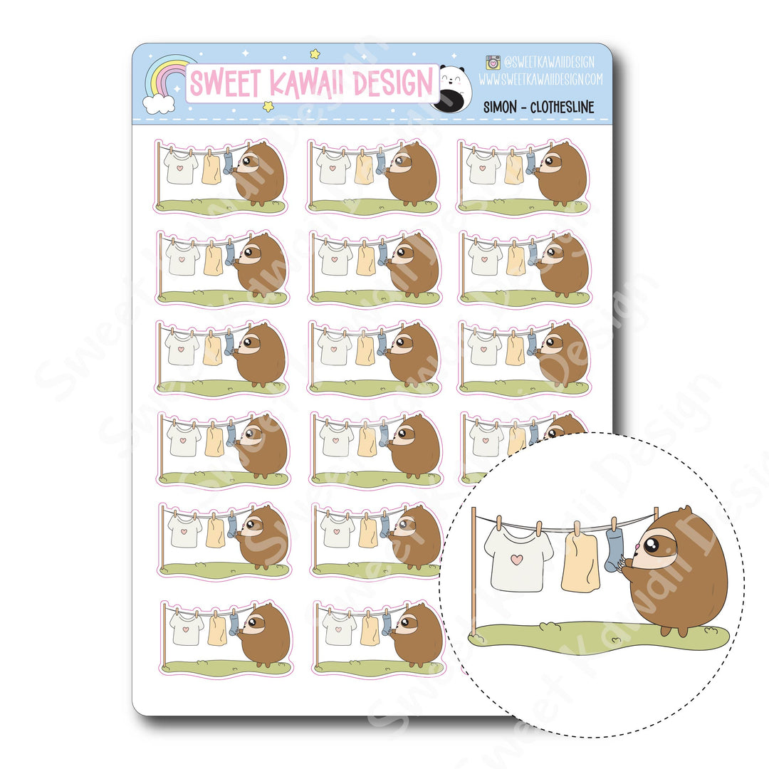 Kawaii Simon Stickers - Clothesline
