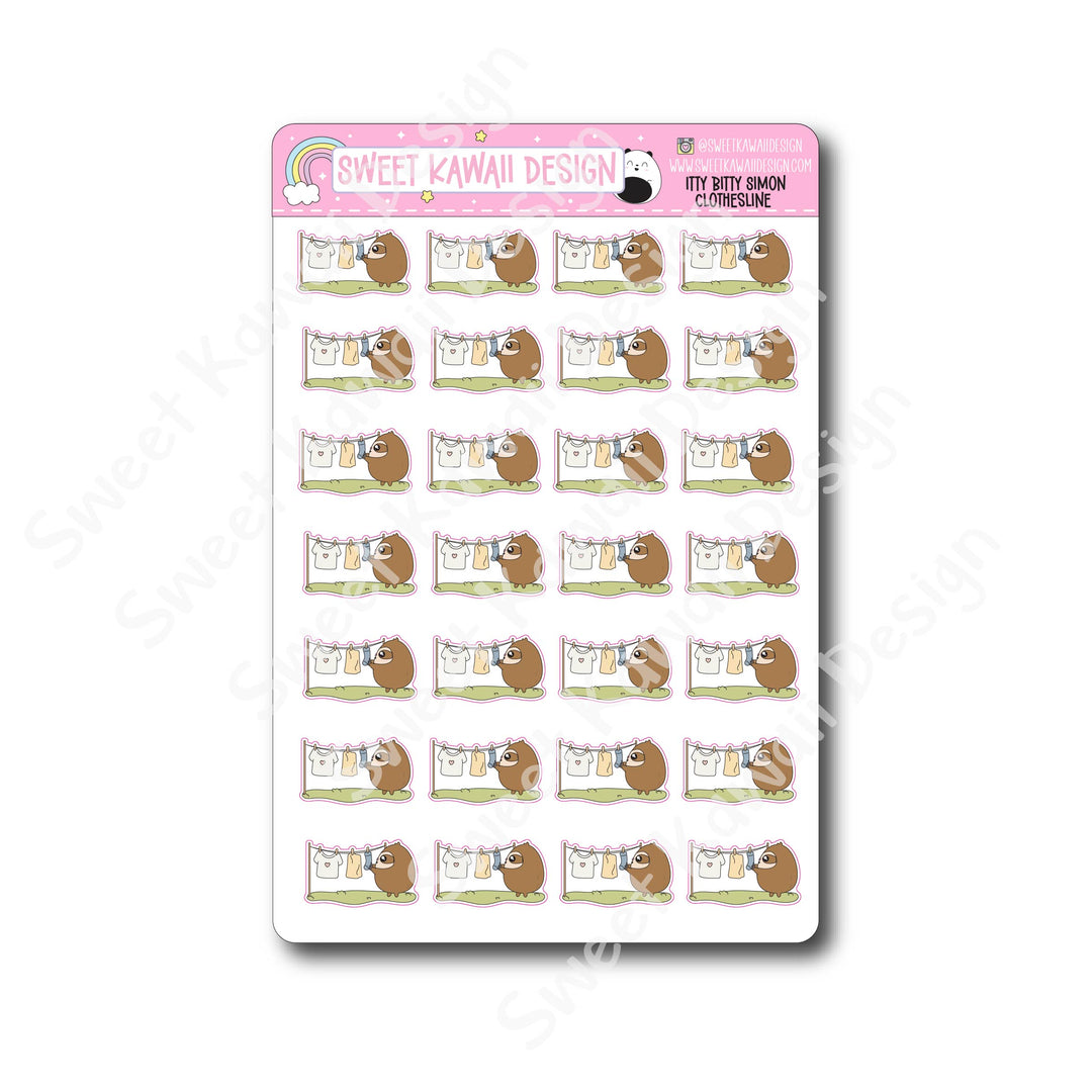 Kawaii Simon Stickers - Clothesline