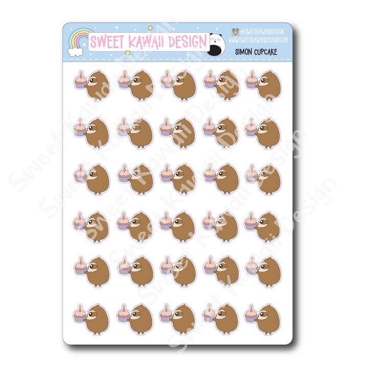 Kawaii Simon Stickers - Cupcake