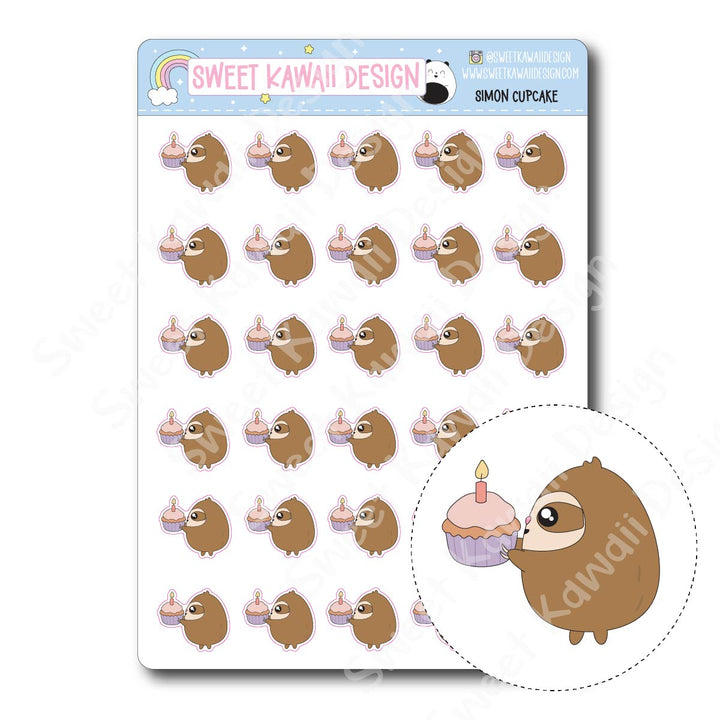 Kawaii Simon Stickers - Cupcake