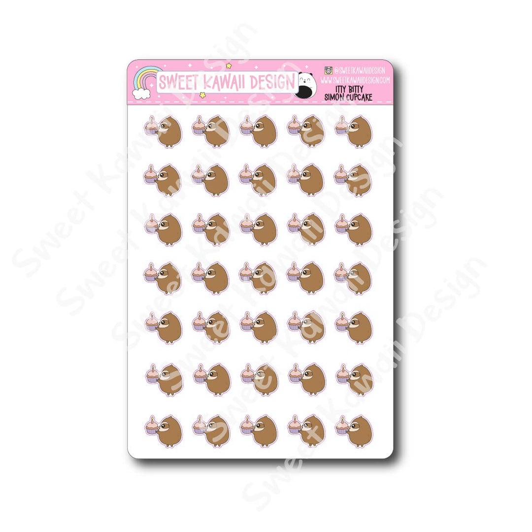 Kawaii Simon Stickers - Cupcake