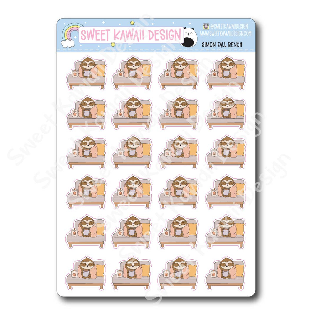 Kawaii Simon Stickers - Fall Bench