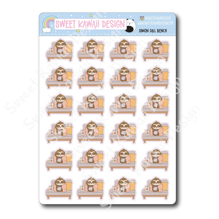 Kawaii Simon Stickers - Fall Bench