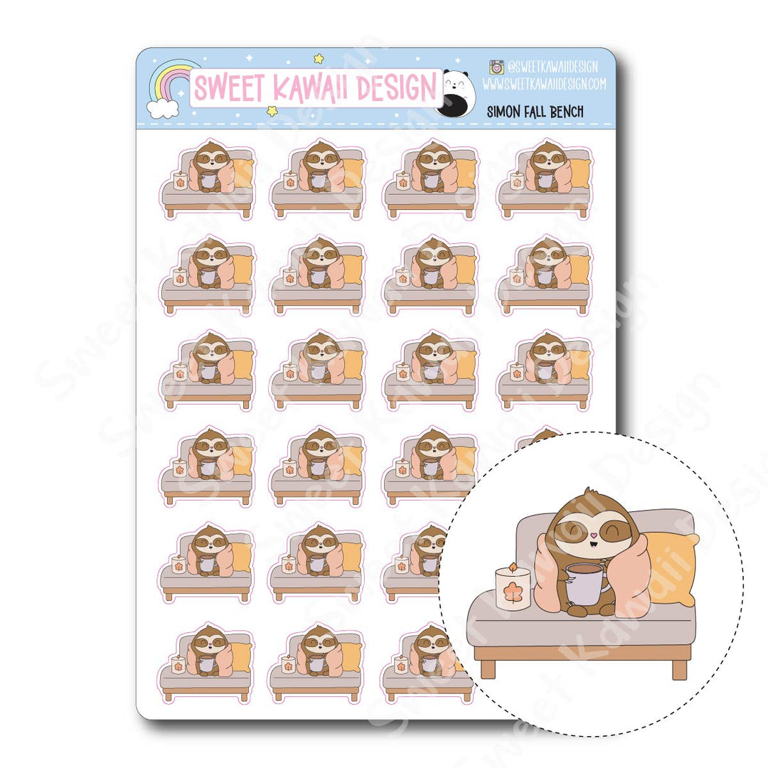 Kawaii Simon Stickers - Fall Bench