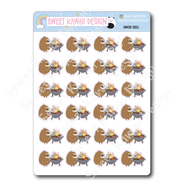 Kawaii Simon Stickers - Grill