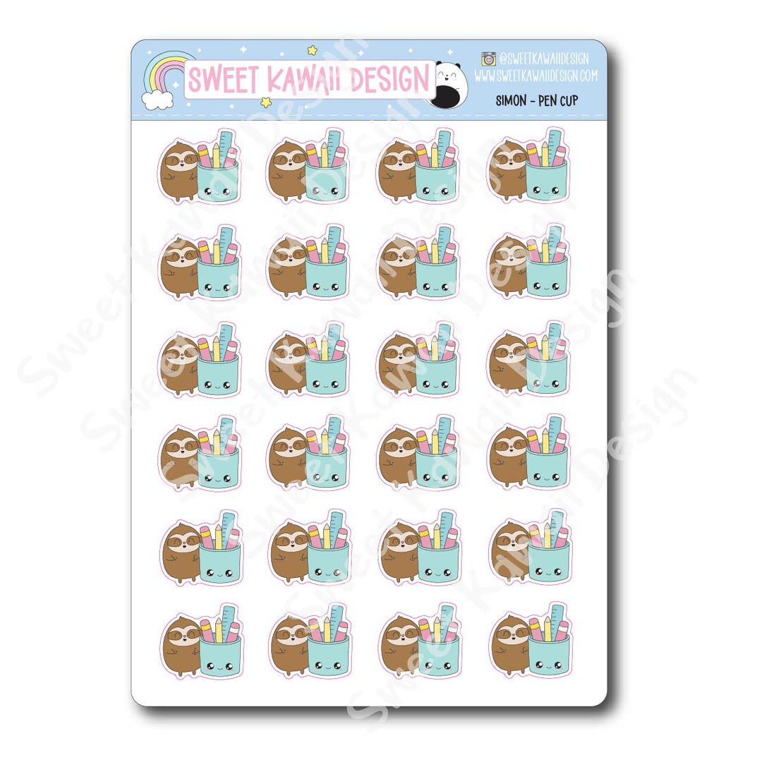 Kawaii Simon Stickers - Pen Cup