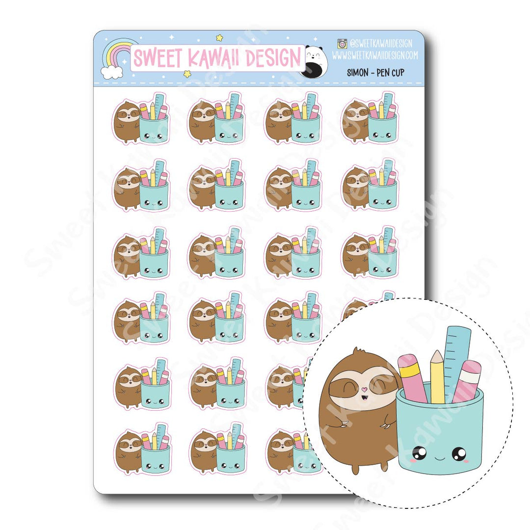 Kawaii Simon Stickers - Pen Cup