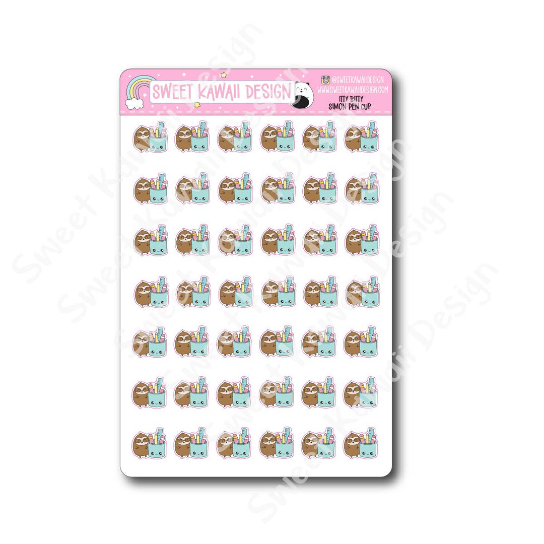 Kawaii Simon Stickers - Pen Cup