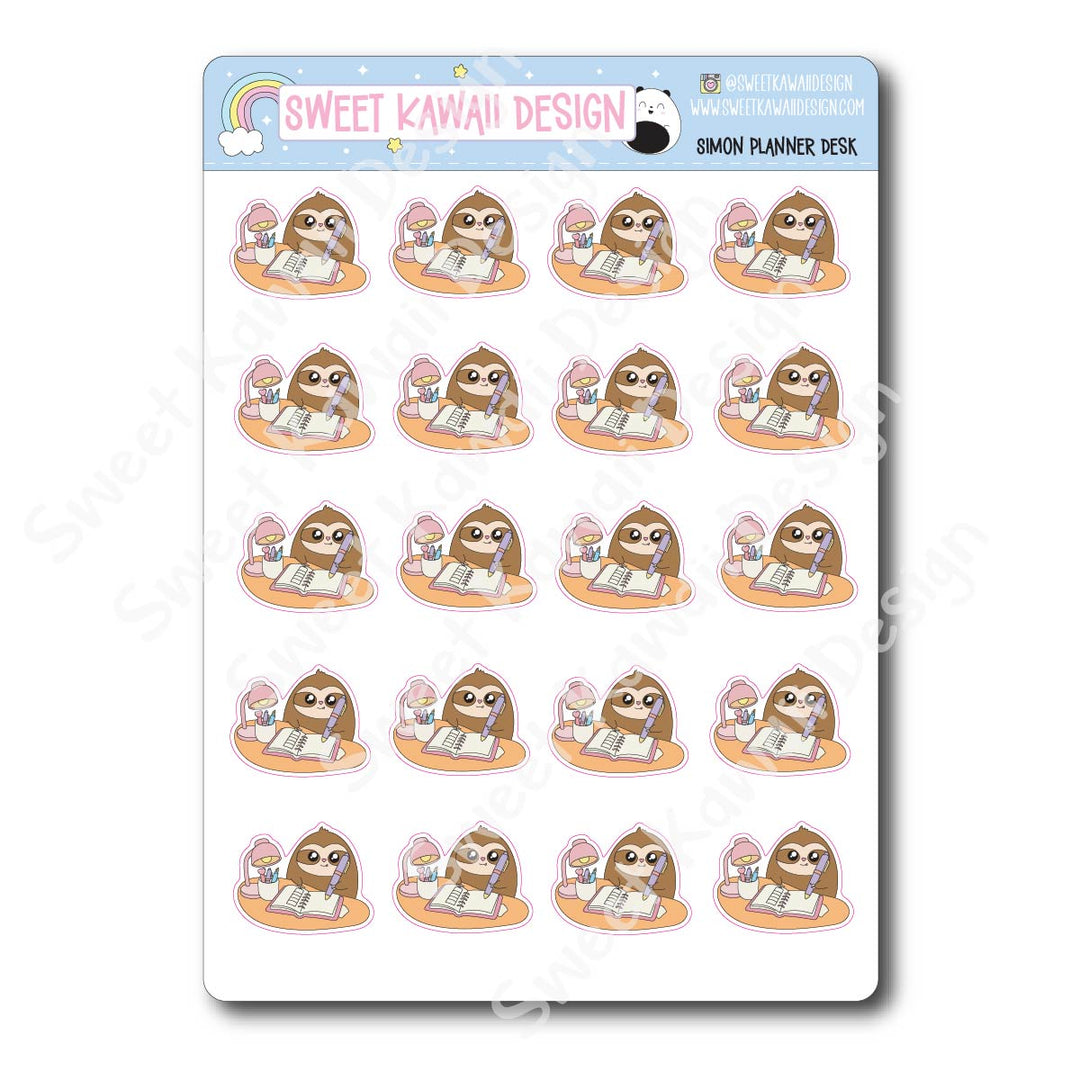 Kawaii Simon Stickers - Planner Desk