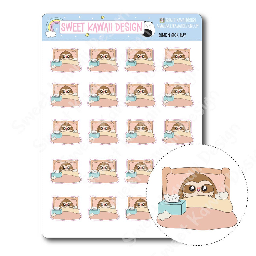 Kawaii Simon Sitckers - Sick Day
