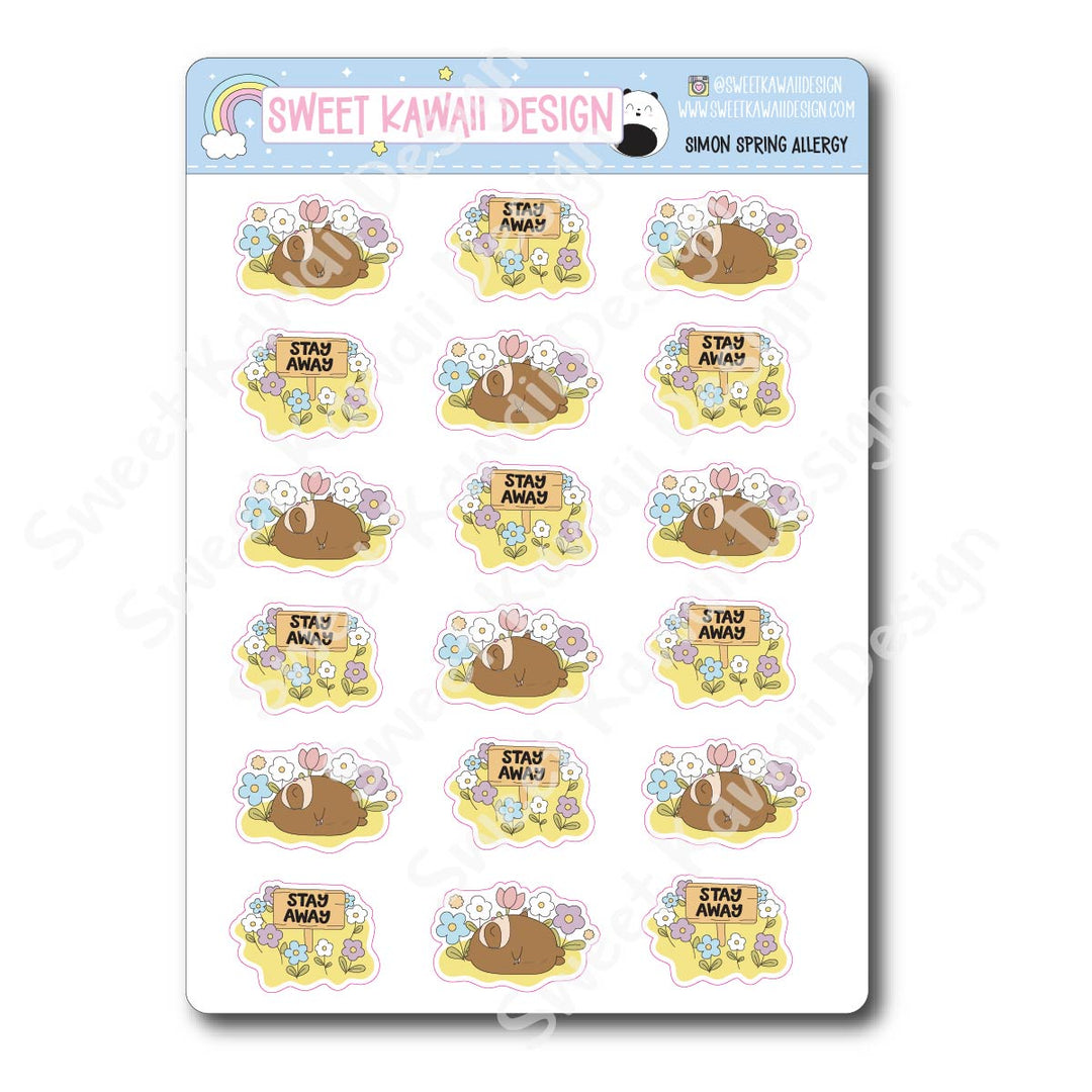 Kawaii Simon Stickers - Spring Allergies