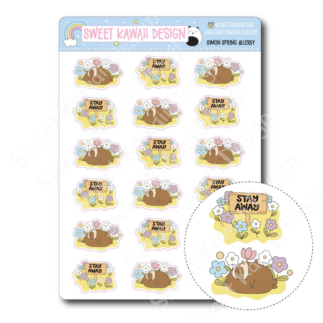 Kawaii Simon Stickers - Spring Allergies