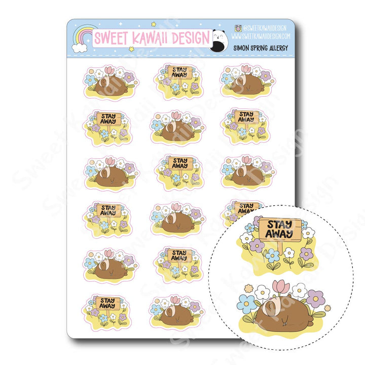 Kawaii Simon Stickers - Spring Allergies