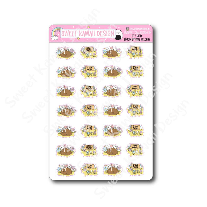 Kawaii Simon Stickers - Spring Allergies