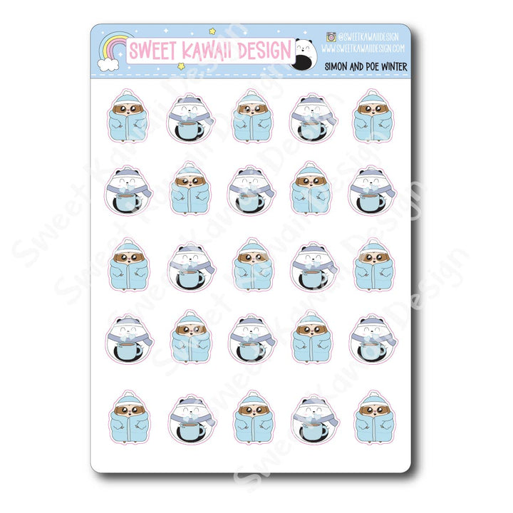 Kawaii Simon and Poe Winter Stickers