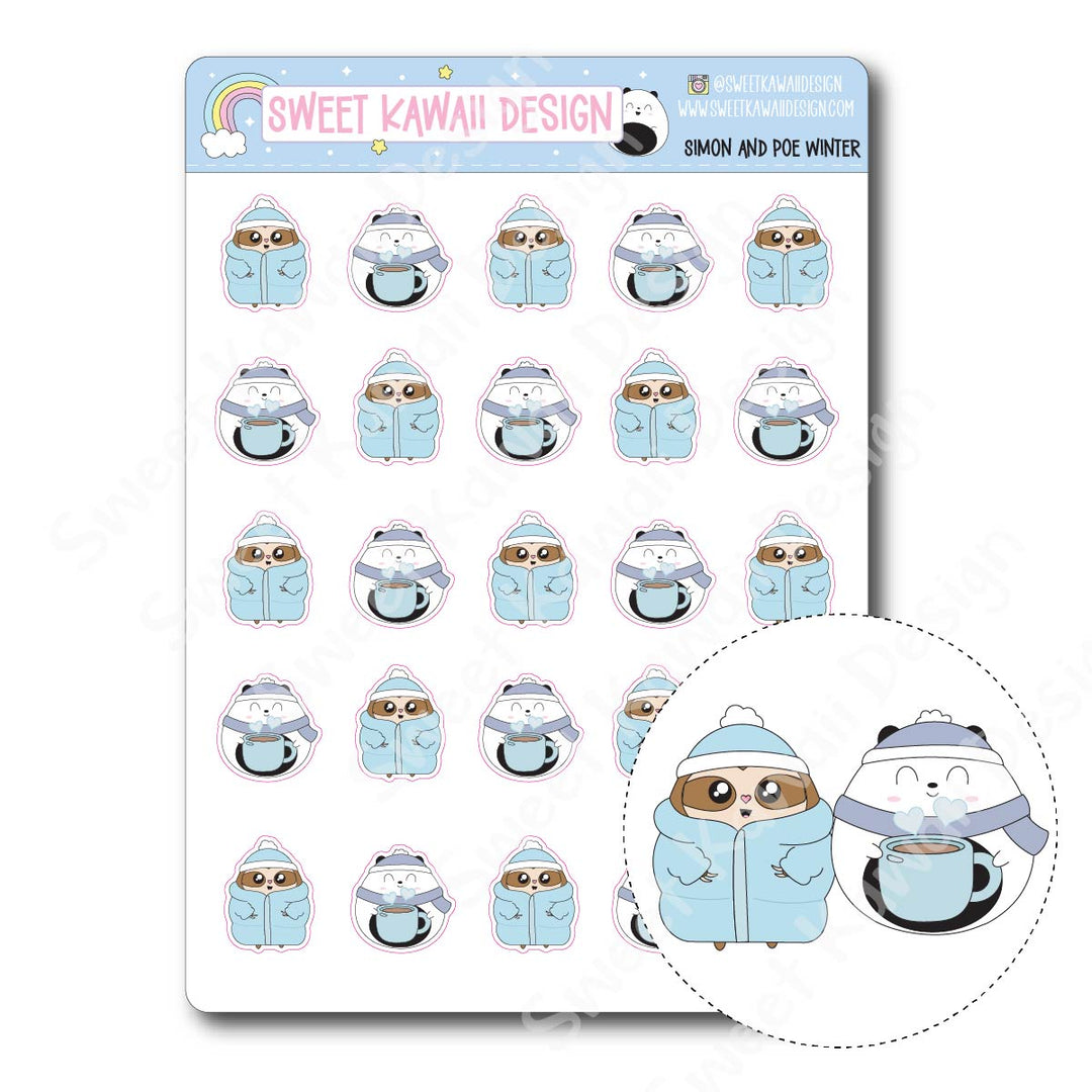 Kawaii Simon and Poe Winter Stickers