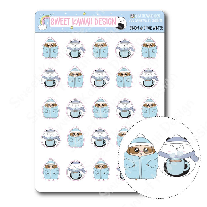 Kawaii Simon and Poe Winter Stickers