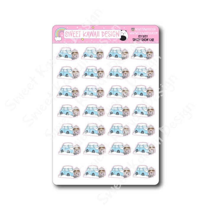 Kawaii Simon Stickers - Snow Car