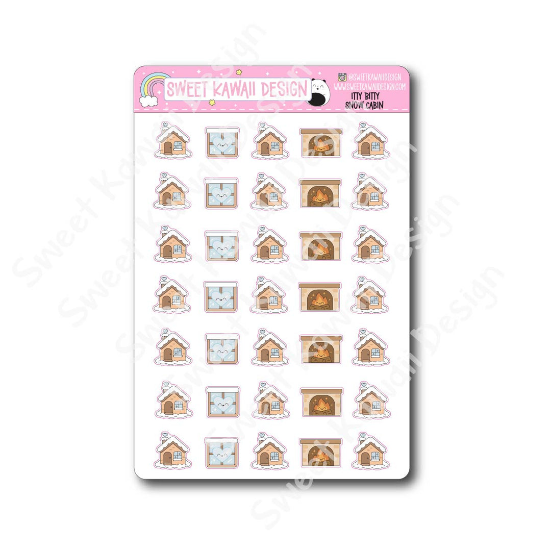 Kawaii Snow Cabin Stickers