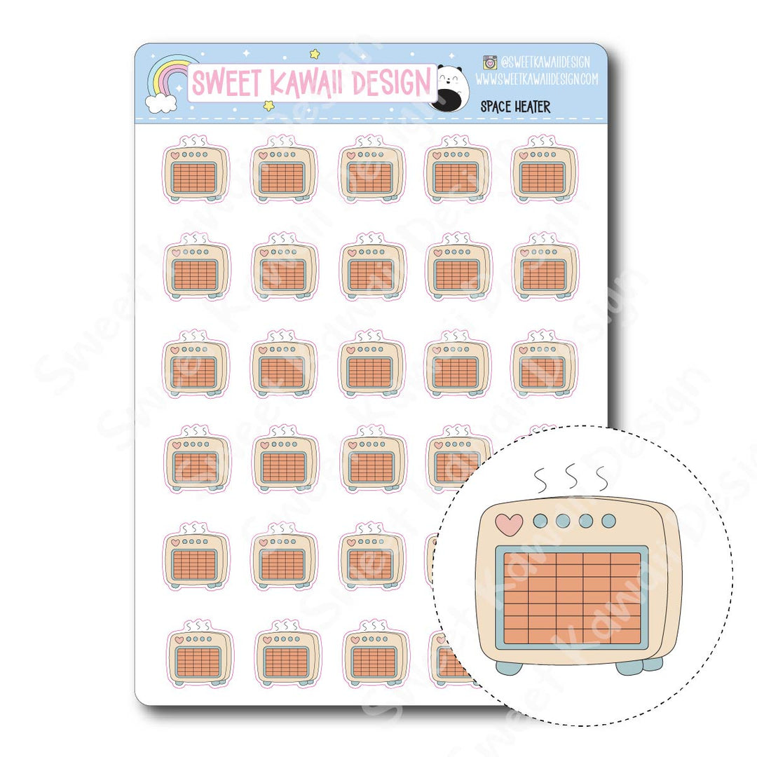 Kawaii Space Heater Stickers