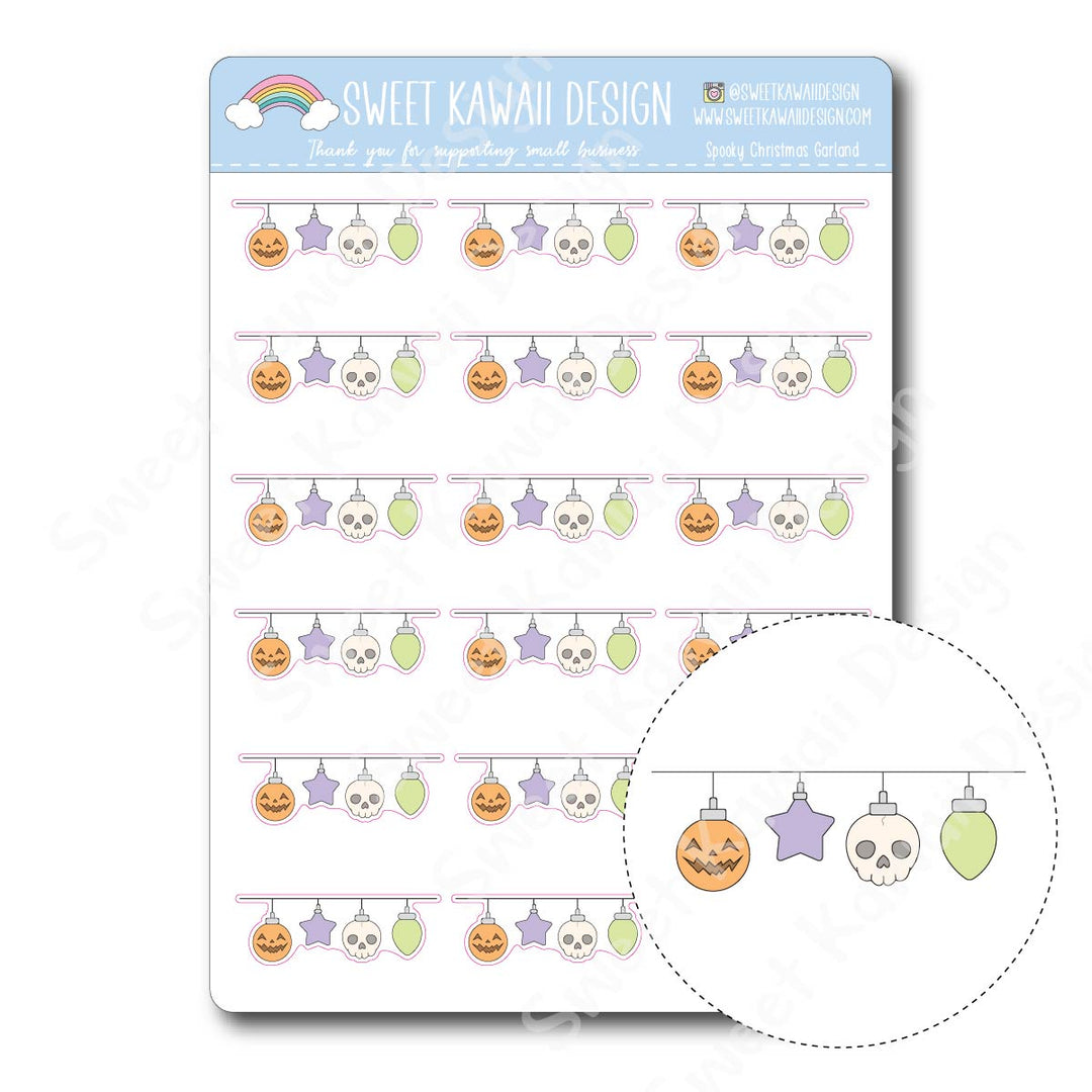 Kawaii Spooky Christmas Garland Stickers