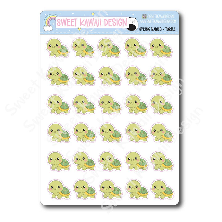 Kawaii Spring Babies Stickers - Turtle