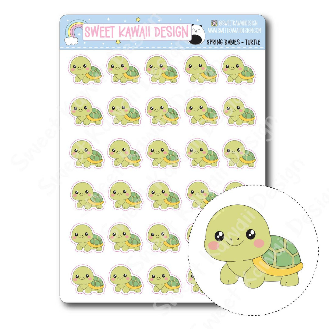 Kawaii Spring Babies Stickers - Turtle