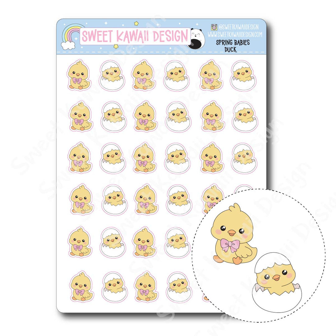 Kawaii Spring Babies Stickers - Duck