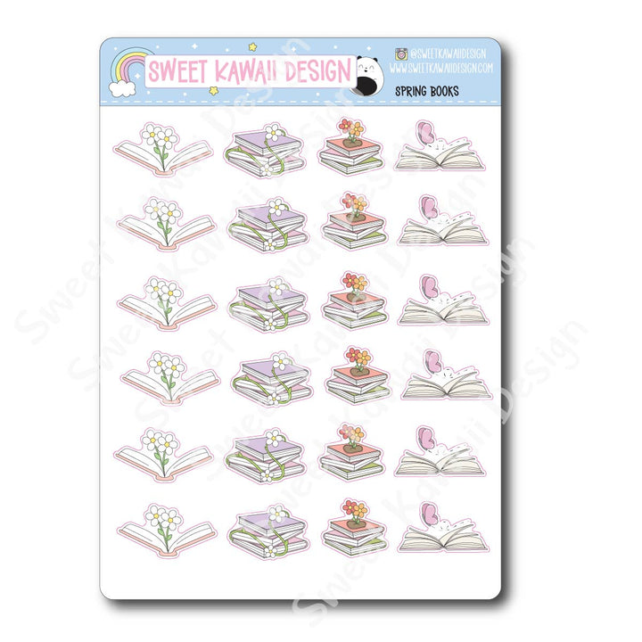 Kawaii Spring Books Stickers