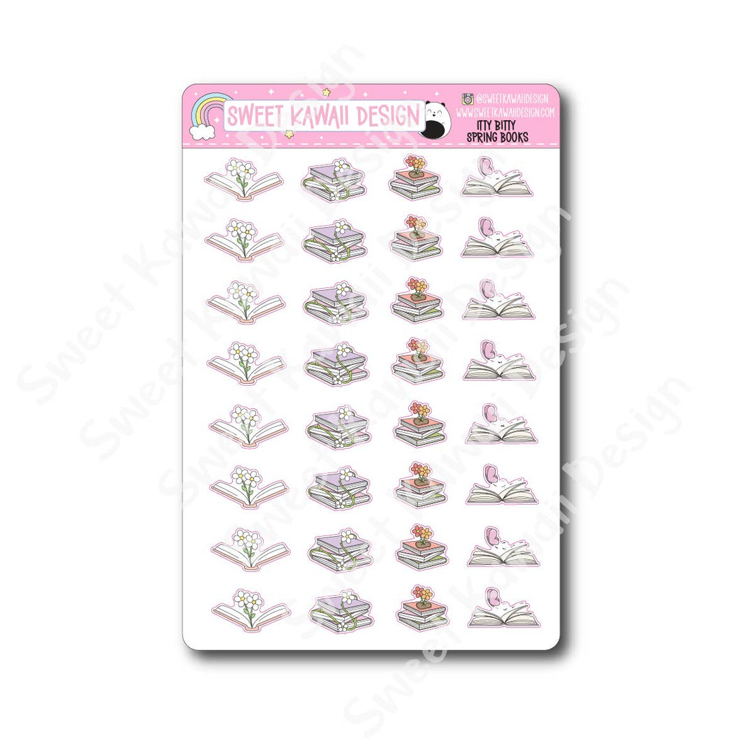 Kawaii Spring Books Stickers