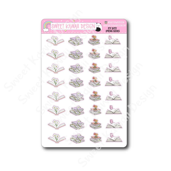 Kawaii Spring Books Stickers