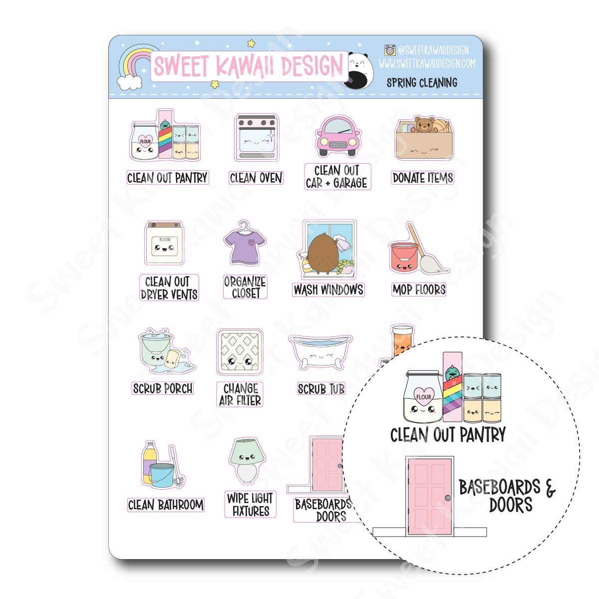Kawaii Spring Cleaning Stickers