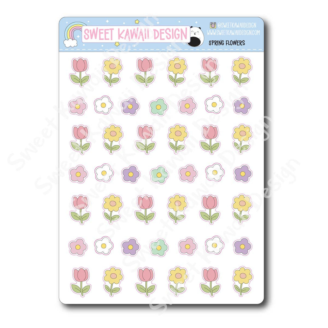 Kawaii Spring Flowers Stickers