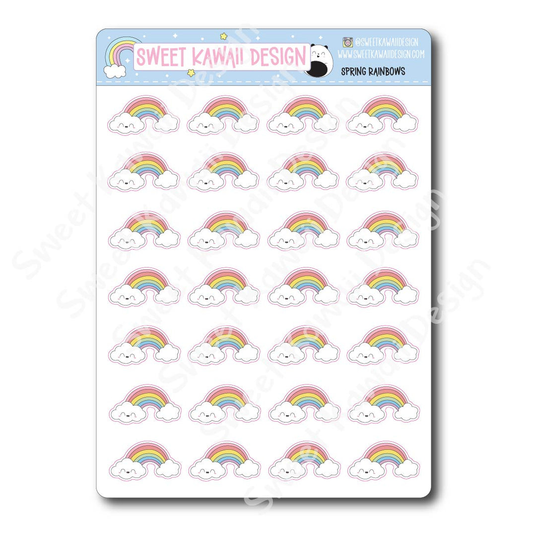 Kawaii Spring Rainbows Stickers