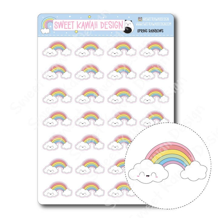 Kawaii Spring Rainbows Stickers