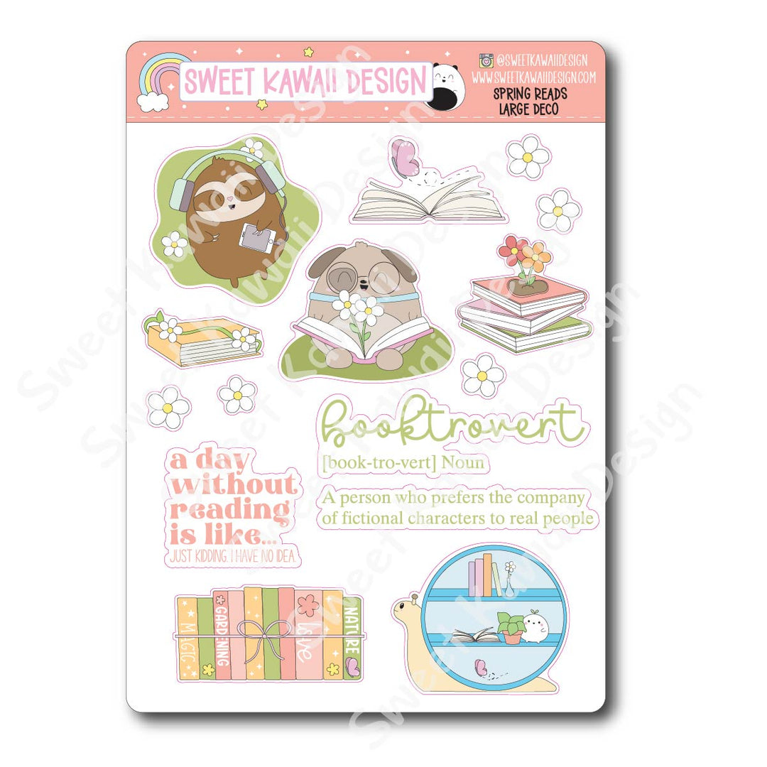 Kawaii Spring Reads Deco (LARGE) Stickers
