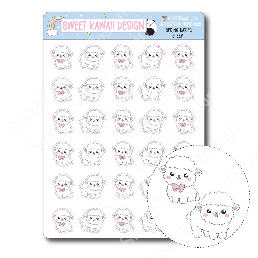 Kawaii Spring Babies Stickers - Sheep