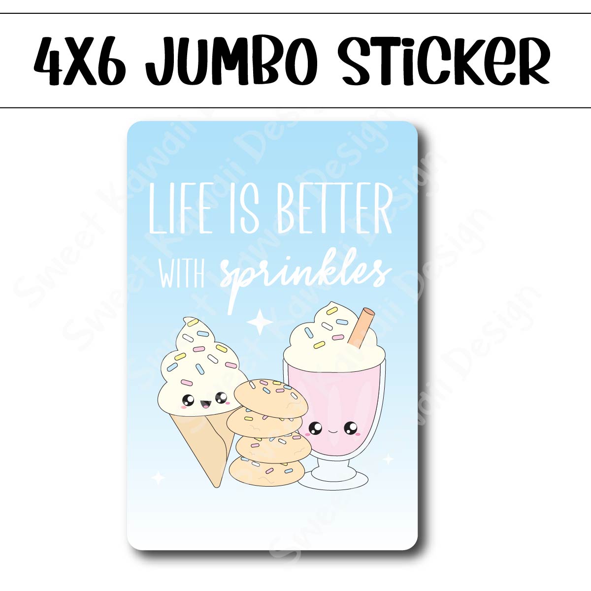 Kawaii Jumbo Sticker - Sprinkles - Size Options Available