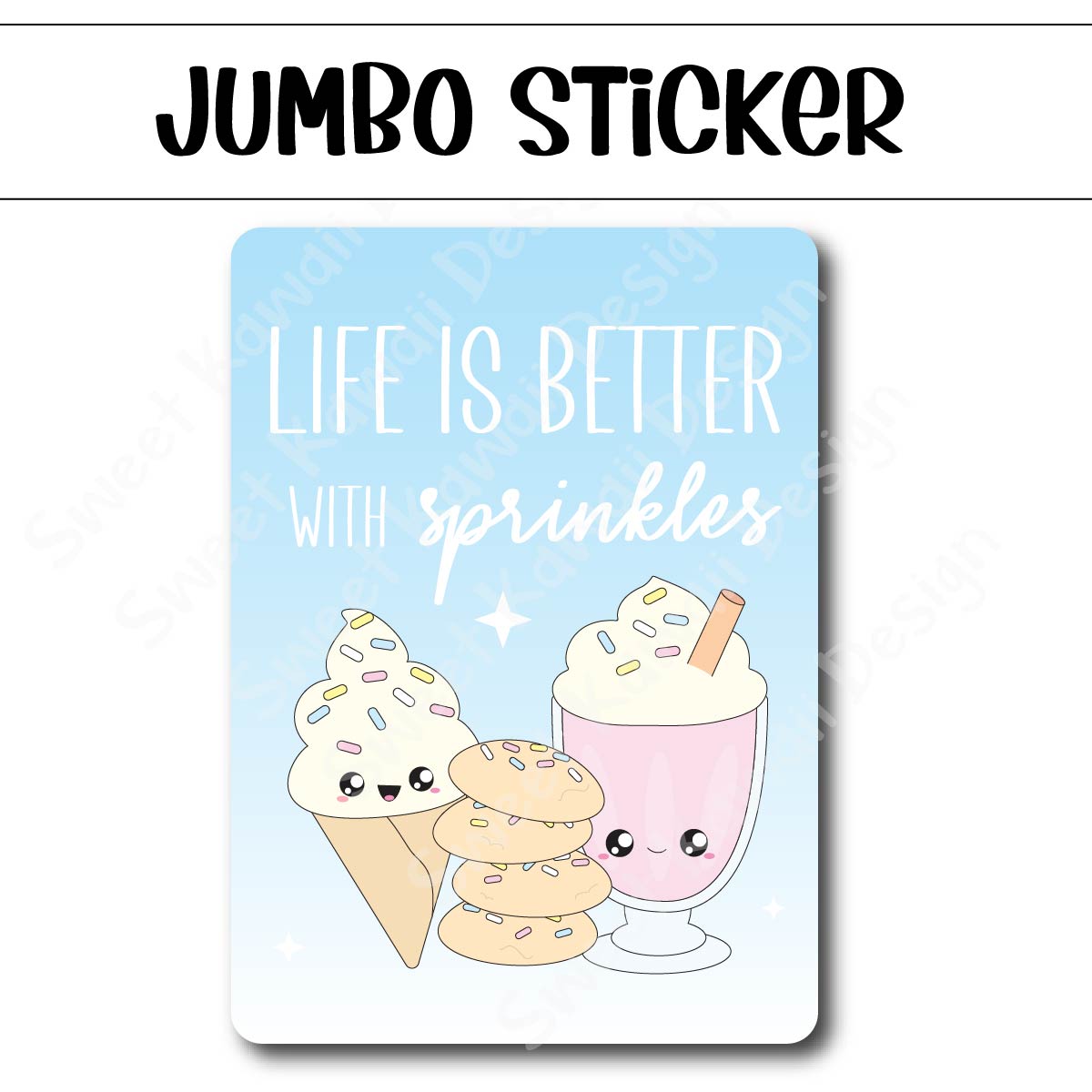 Kawaii Jumbo Sticker - Sprinkles - Size Options Available