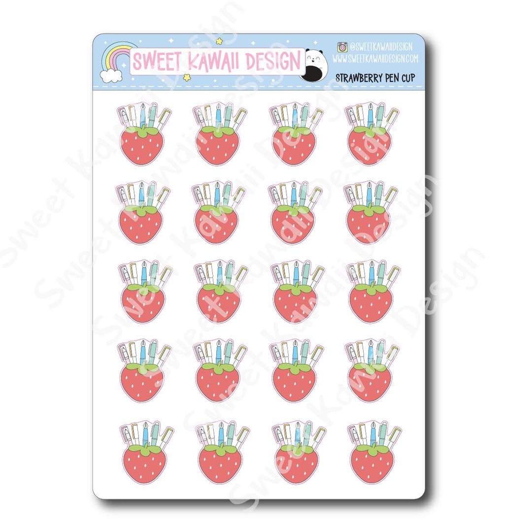 Kawaii Strawberry Pen Cup Stickers
