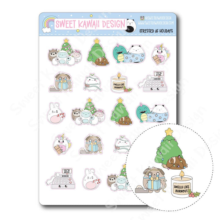 Kawaii Stressed AF holidays Stickers