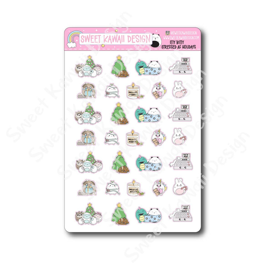 Kawaii Stressed AF holidays Stickers