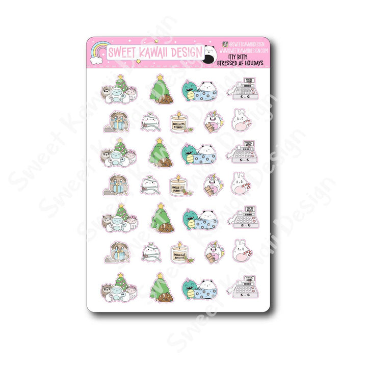Kawaii Stressed AF holidays Stickers