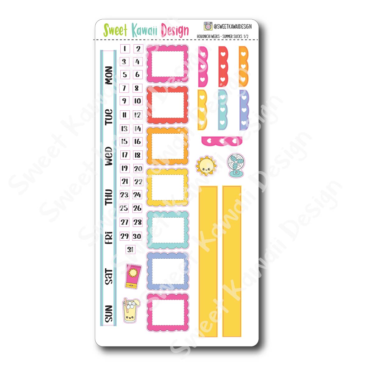 Kawaii Hobonichi Weeks Stickers - Summer Sucks