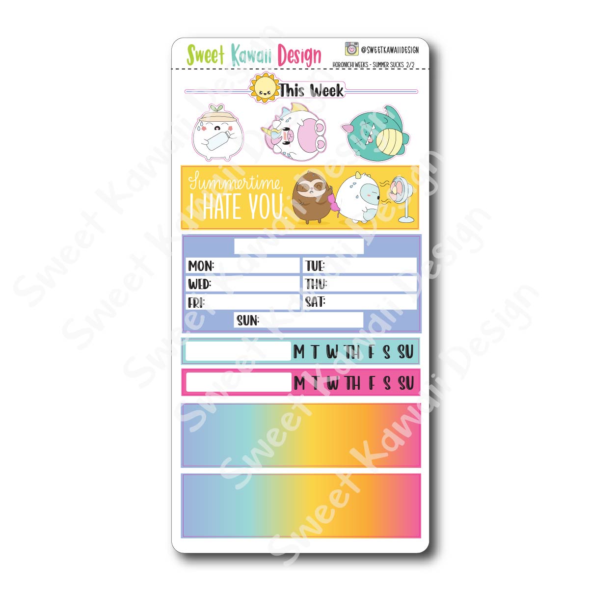 Kawaii Hobonichi Weeks Stickers - Summer Sucks