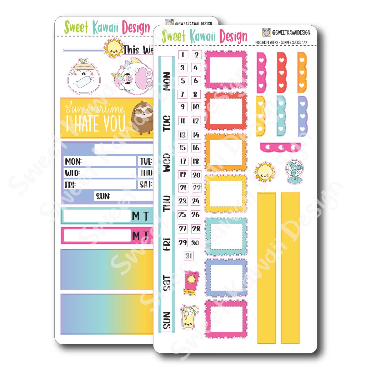 Kawaii Hobonichi Weeks Stickers - Summer Sucks